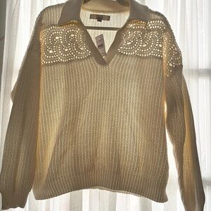 LOFT Cream V-Neck Women's Sweater